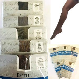 5-PACK Excell Ultra Sheer Pantyhose, One size, fits 5"-5'9", 100-160 lbs
